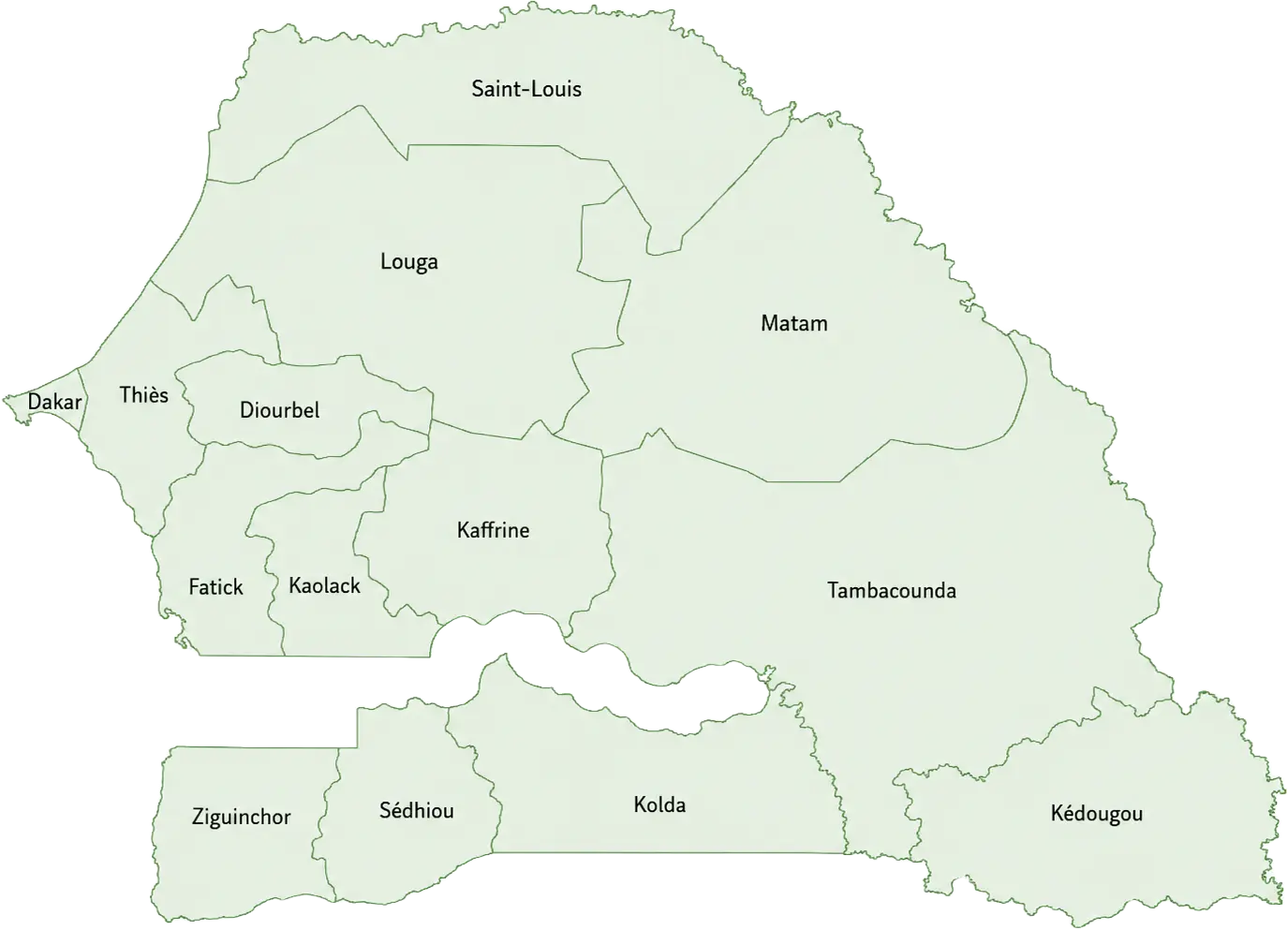 Carte des régions du Sénégal